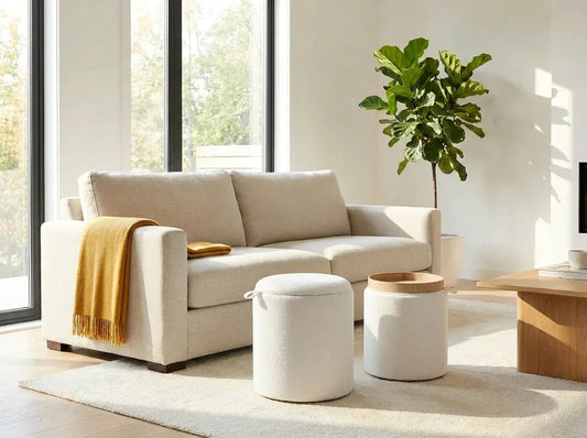 wn-hover-usescene chenille-fabric-round-storage-ottoman-stool-with-tray-set-of-2-white