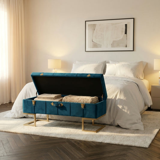 wn-hover-usescene velvet-storage-ottoman-bench-with-gold-iron-base-peacock-blue-105cm