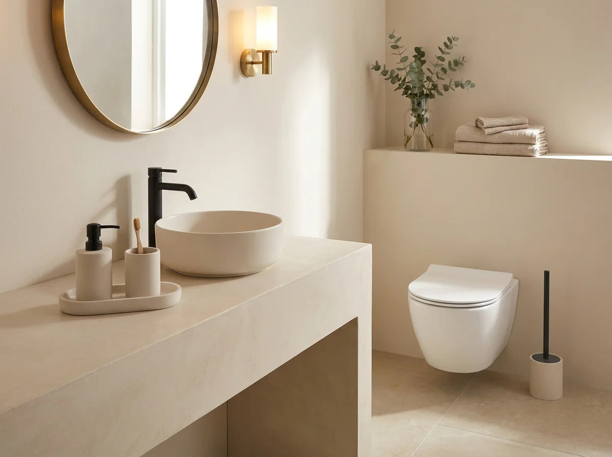Cream Resin bathroom set — Warmynest