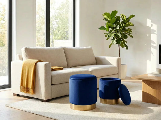wn-hover-usescene velvet-round-storage-ottoman-set-of-2-with-gold-base-dark-blue-36cm-31-5cm