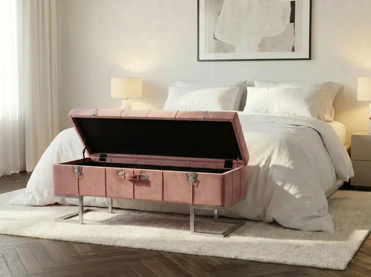 wn-hover-usescene velvet-storage-ottoman-bench-with-silver-iron-base-pink-105cm