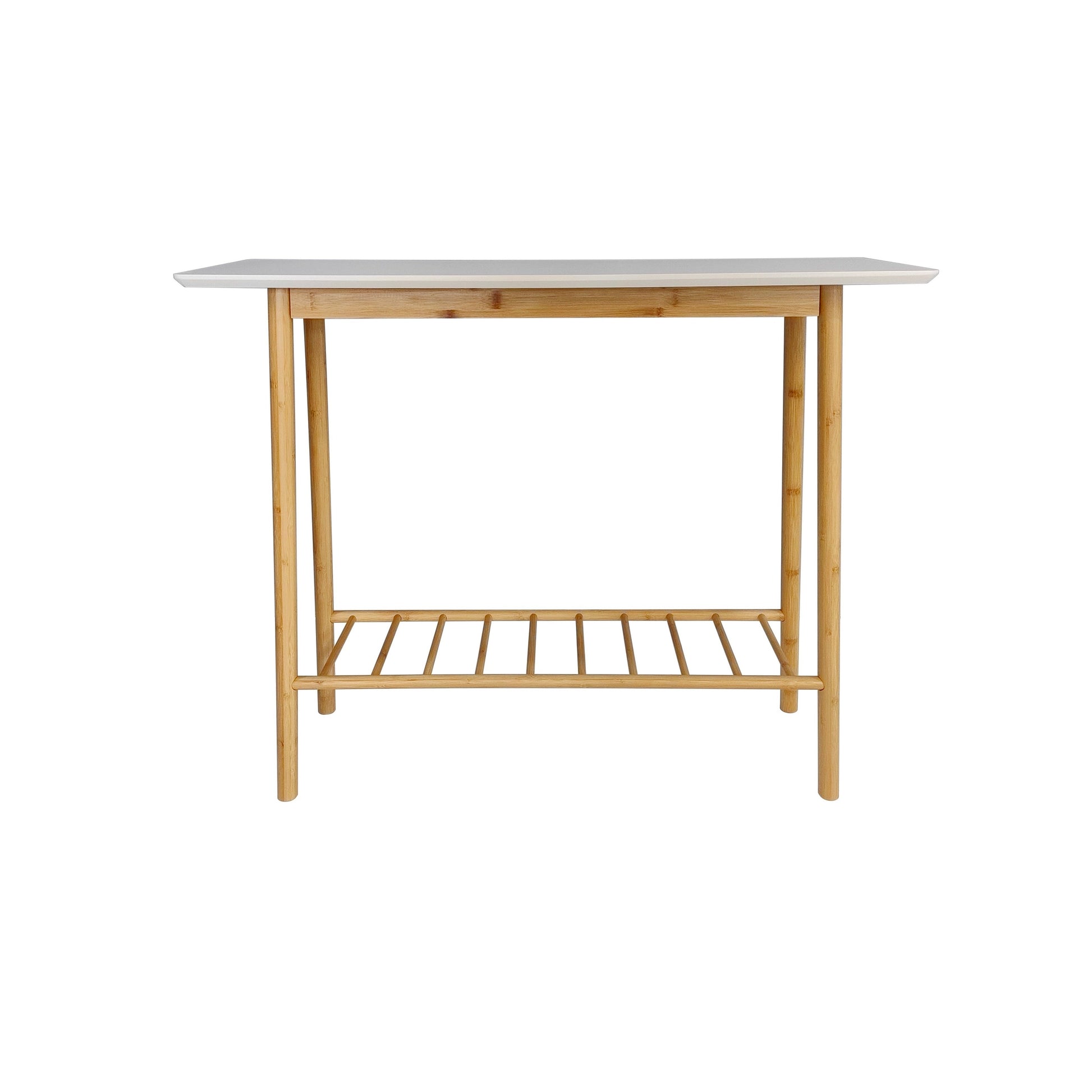 Bamboo Side Table with White Top - front view on white