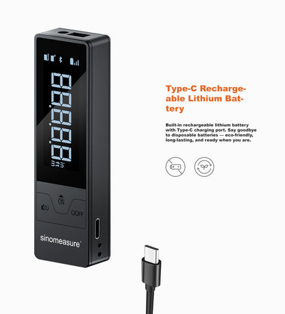 The M4 with its USB-C charging port and the supplied cable, showing the built-in rechargeable lithium battery