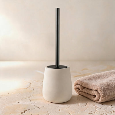 Ivory Matte Tapered Ceramic Toilet Brush Holder