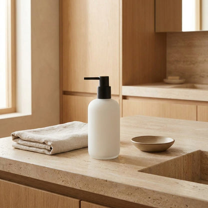 wn-hover-usescene matte-white-ceramic-lotion-dispenser-with-black-pump-ceramic-25-0640