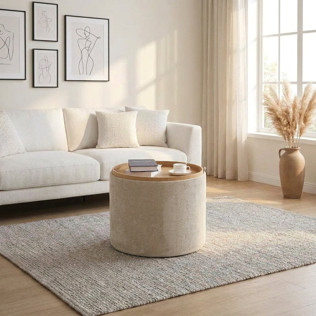 wn-hover-usescene chenille-fabric-round-storage-ottoman-with-tray-beige-56cm