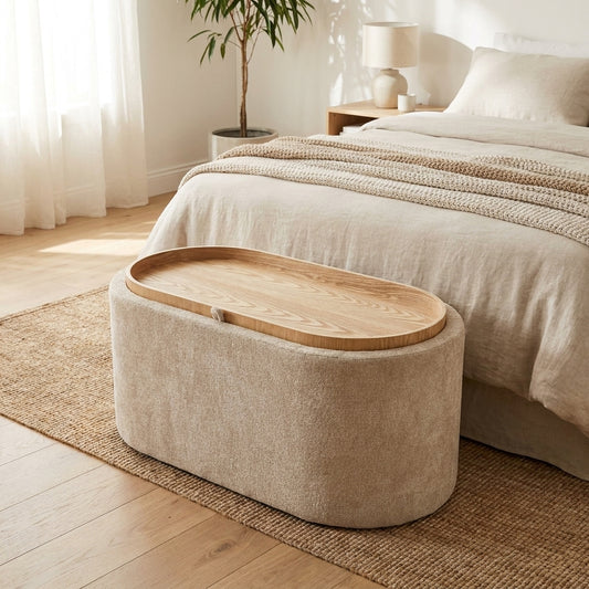 wn-default-single chenille-fabric-rectangular-storage-ottoman-bench-with-tray-beige