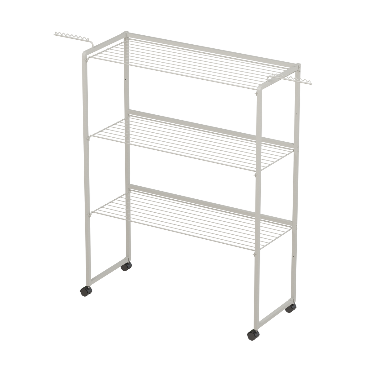 White 3-tier clothes airer shown open from the front, 120cm wide and 157cm tall