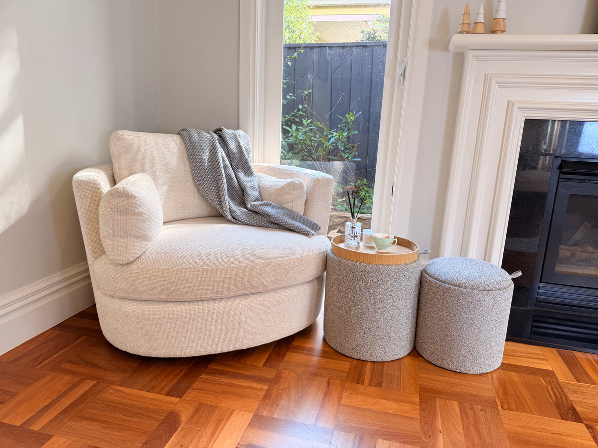 wn-shoot-room chenille-fabric-round-storage-ottoman-stool-with-tray-set-of-2-grey