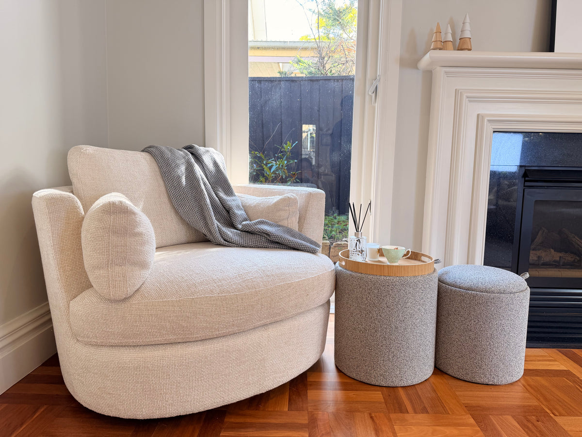 wn-shoot-pair chenille-fabric-round-storage-ottoman-stool-with-tray-set-of-2-grey