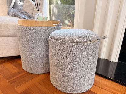 wn-shoot-trayflip chenille-fabric-round-storage-ottoman-stool-with-tray-set-of-2-grey