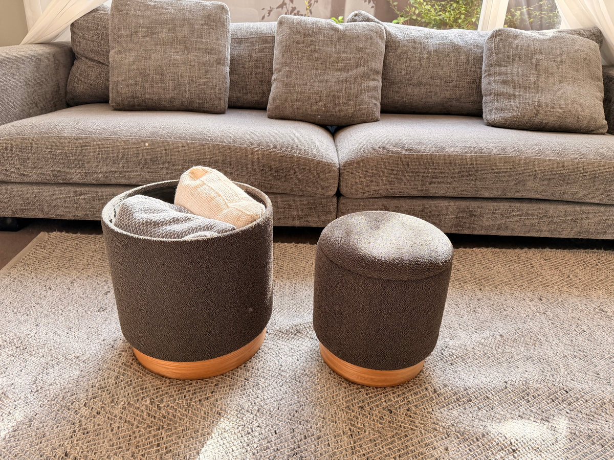 wn-shoot-pair boucle-fabric-round-storage-ottoman-stool-set-of-2-wood-base-dark-grey