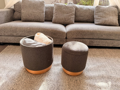 wn-shoot-pair boucle-fabric-round-storage-ottoman-stool-set-of-2-wood-base-dark-grey