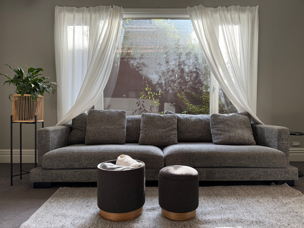 wn-shoot-wide boucle-fabric-round-storage-ottoman-stool-set-of-2-wood-base-dark-grey