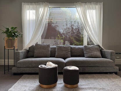 wn-shoot-wide boucle-fabric-round-storage-ottoman-stool-set-of-2-wood-base-dark-grey