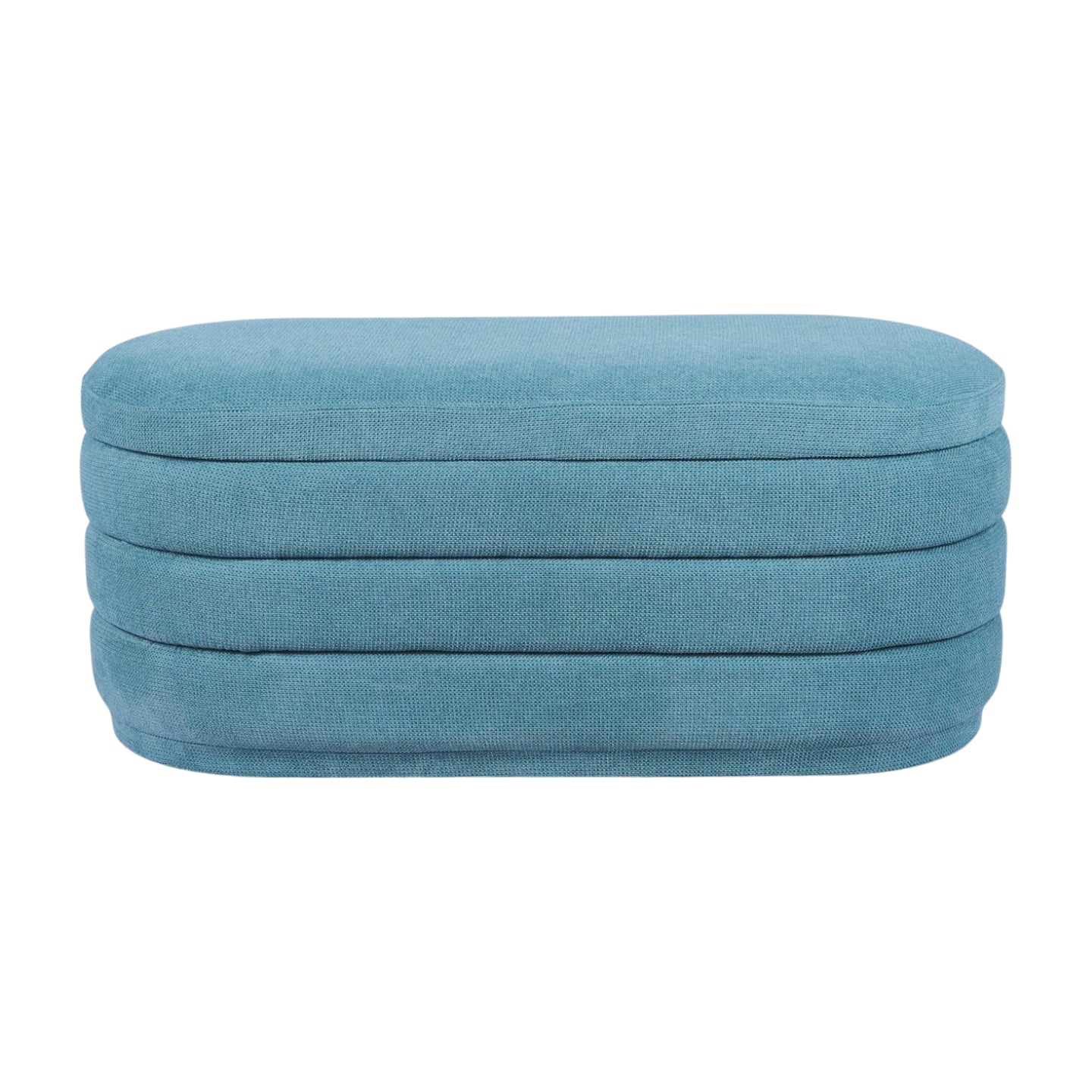 Chenille Storage Ottoman Bench with Timber Frame — Blue | 104cm