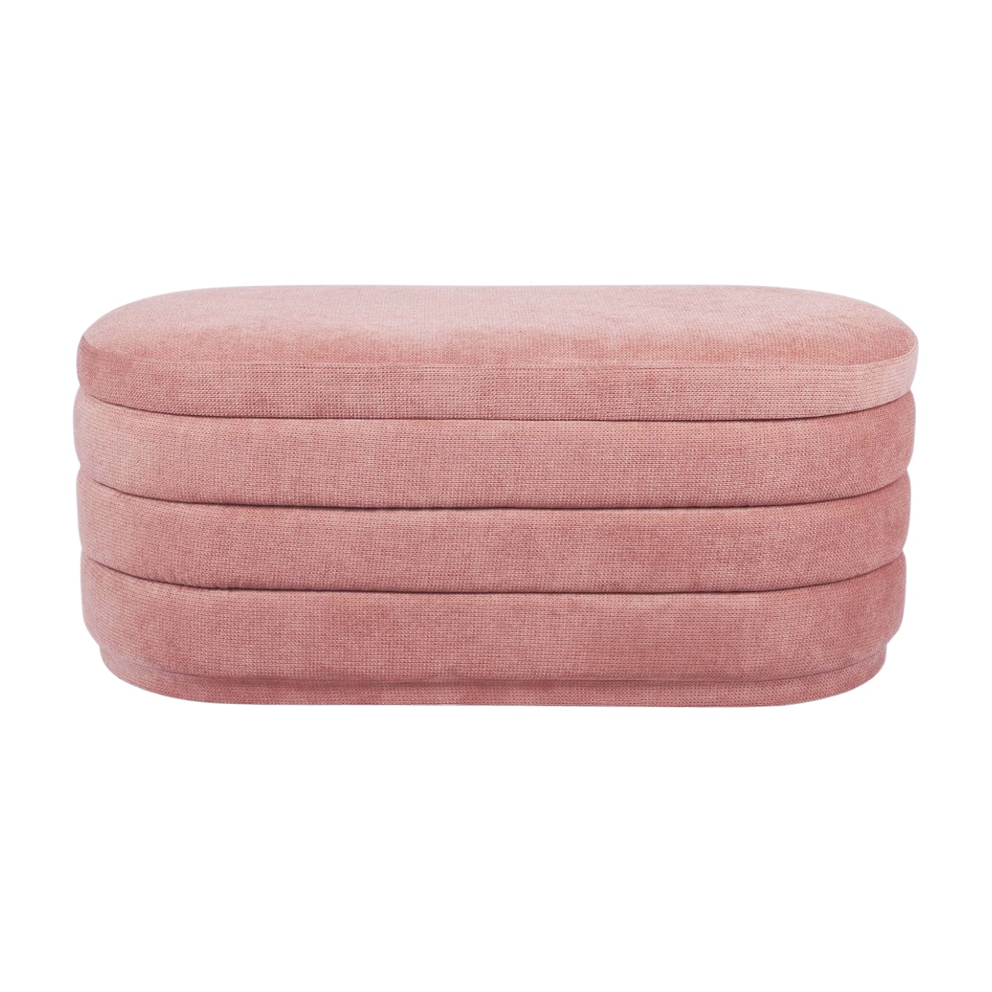 Chenille Storage Ottoman Bench with Timber Frame — Pink | 104cm