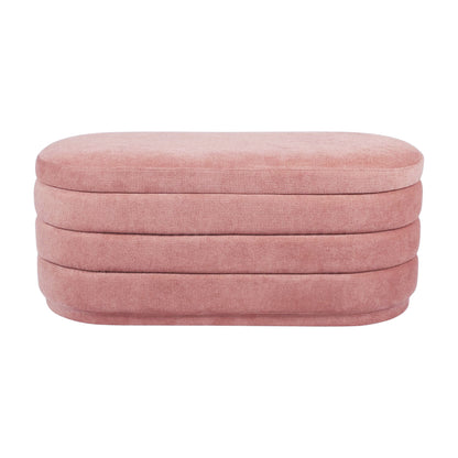 Chenille Storage Ottoman Bench with Timber Frame — Pink | 104cm