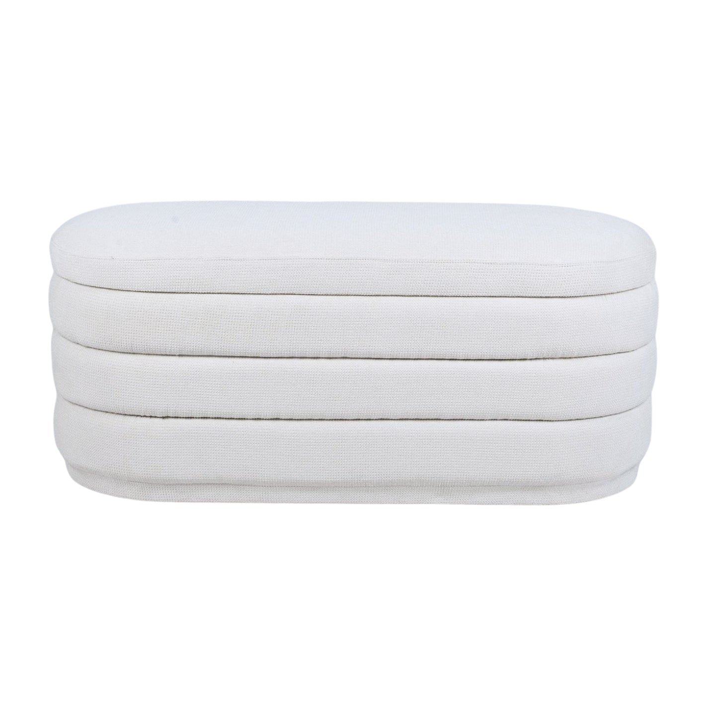 Chenille Storage Ottoman Bench with Timber Frame — White | 104cm