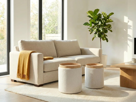 wn-hover-usescene chenille-fabric-round-storage-ottoman-stool-with-tray-set-of-2-beige