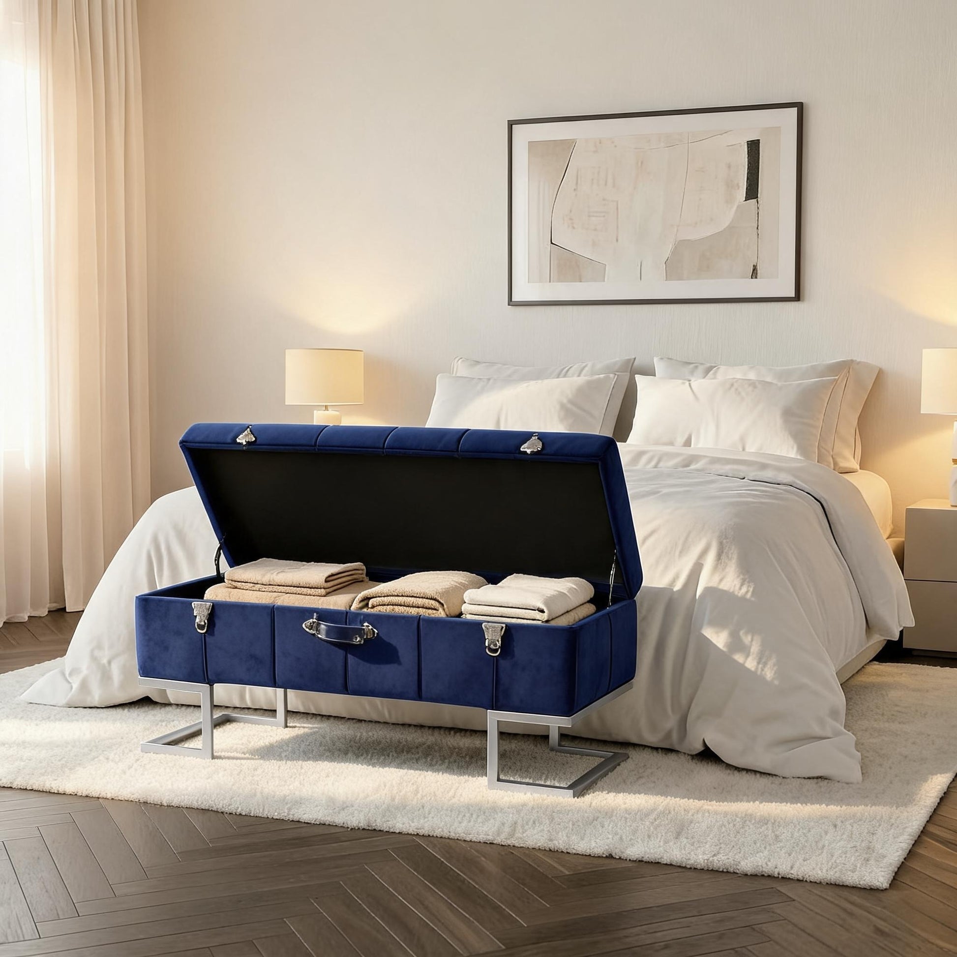 wn-hover-usescene velvet-storage-ottoman-bench-with-silver-iron-base-dark-blue-105cm