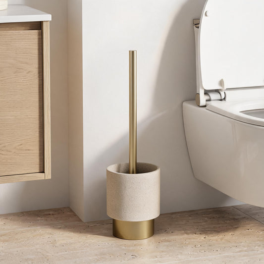 Gold & Sand Resin Toilet Brush Holder
