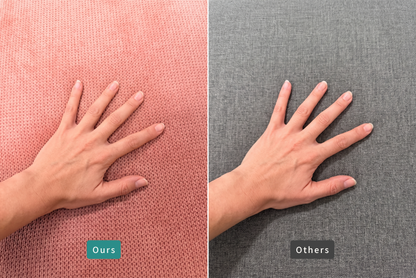 Chenille material comparison — Ours vs Others workmanship detail
