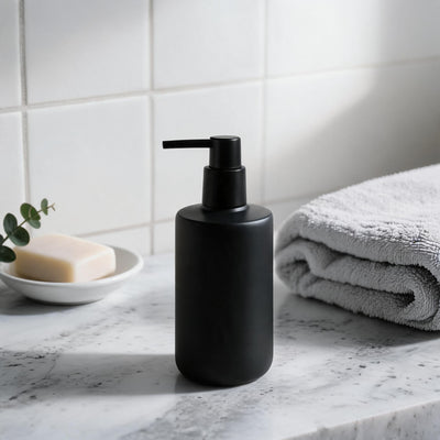 Matte Black Resin Lotion Dispenser with Black Pump