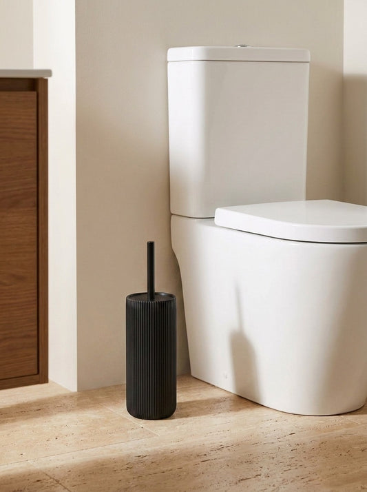 wn-default-single modern-ribbed-ceramic-toilet-brush-holder-black