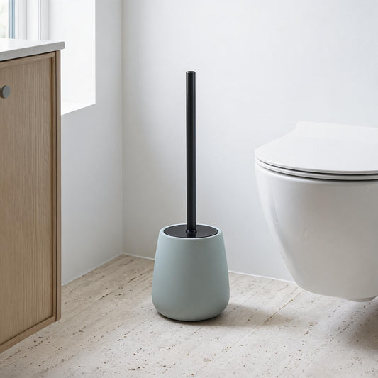 Sage Blue Matte Tapered Ceramic Toilet Brush Holder
