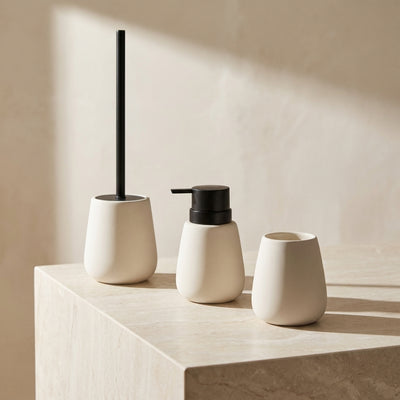 Ivory Matte Tapered Ceramic Bathroom Bundle — 3-Piece Set