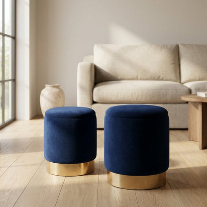 wn-default-single velvet-round-storage-ottoman-set-of-2-with-gold-base-dark-blue-36cm-31-5cm